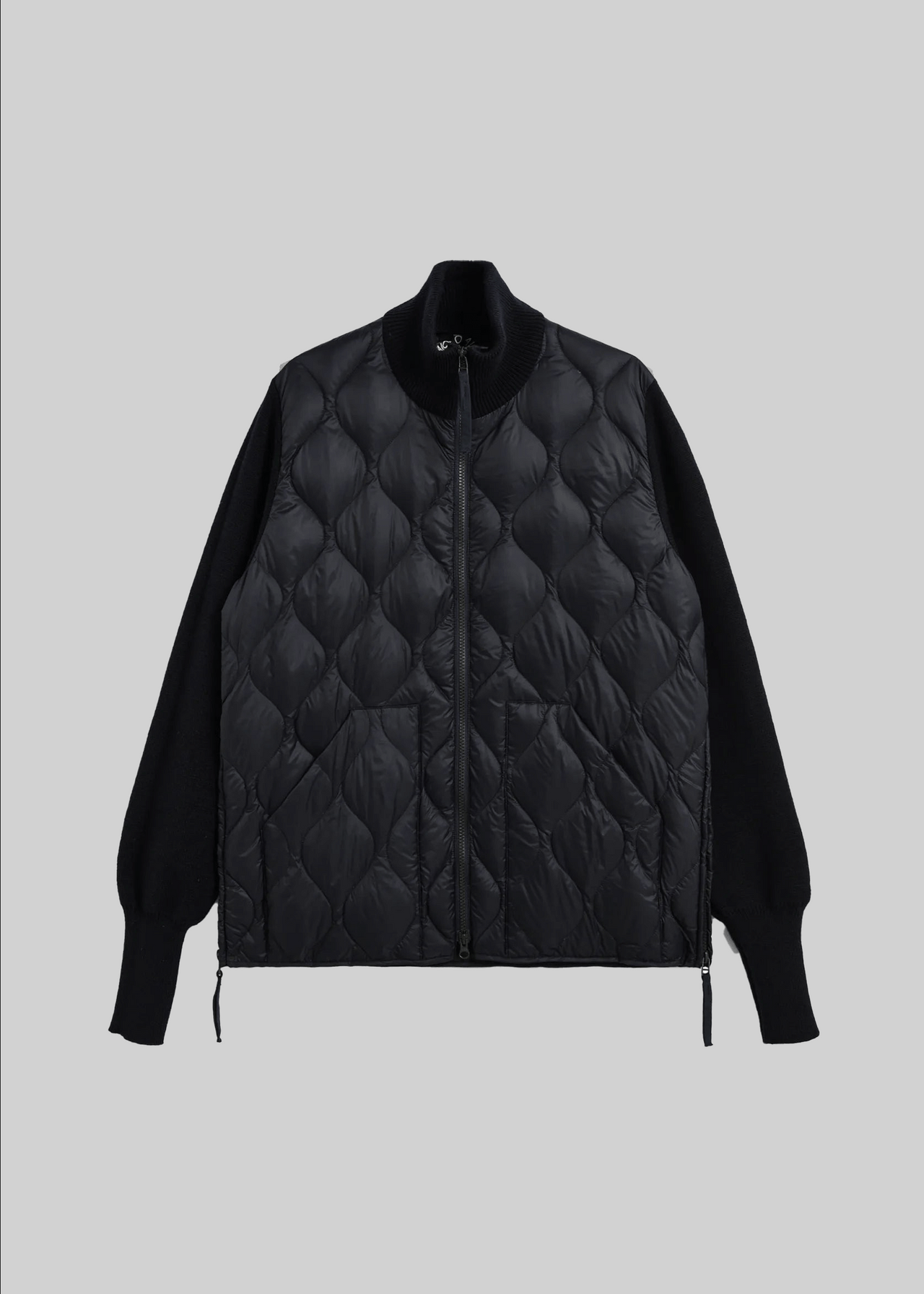 HI NECK KNIT/DOWN BLACK