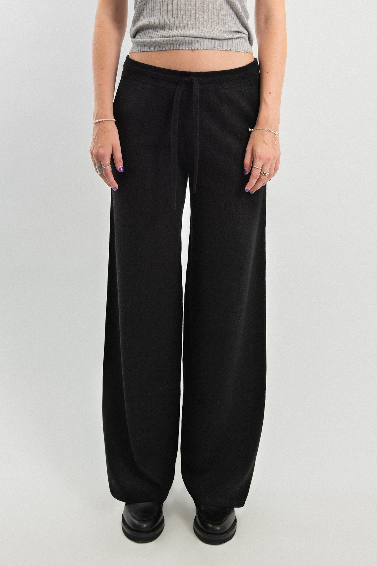 100% Cashmere wide leg pants