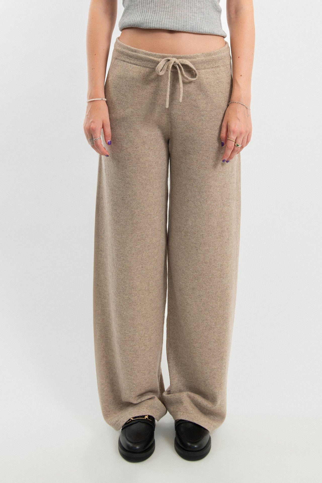 100% Cashmere wide leg pants