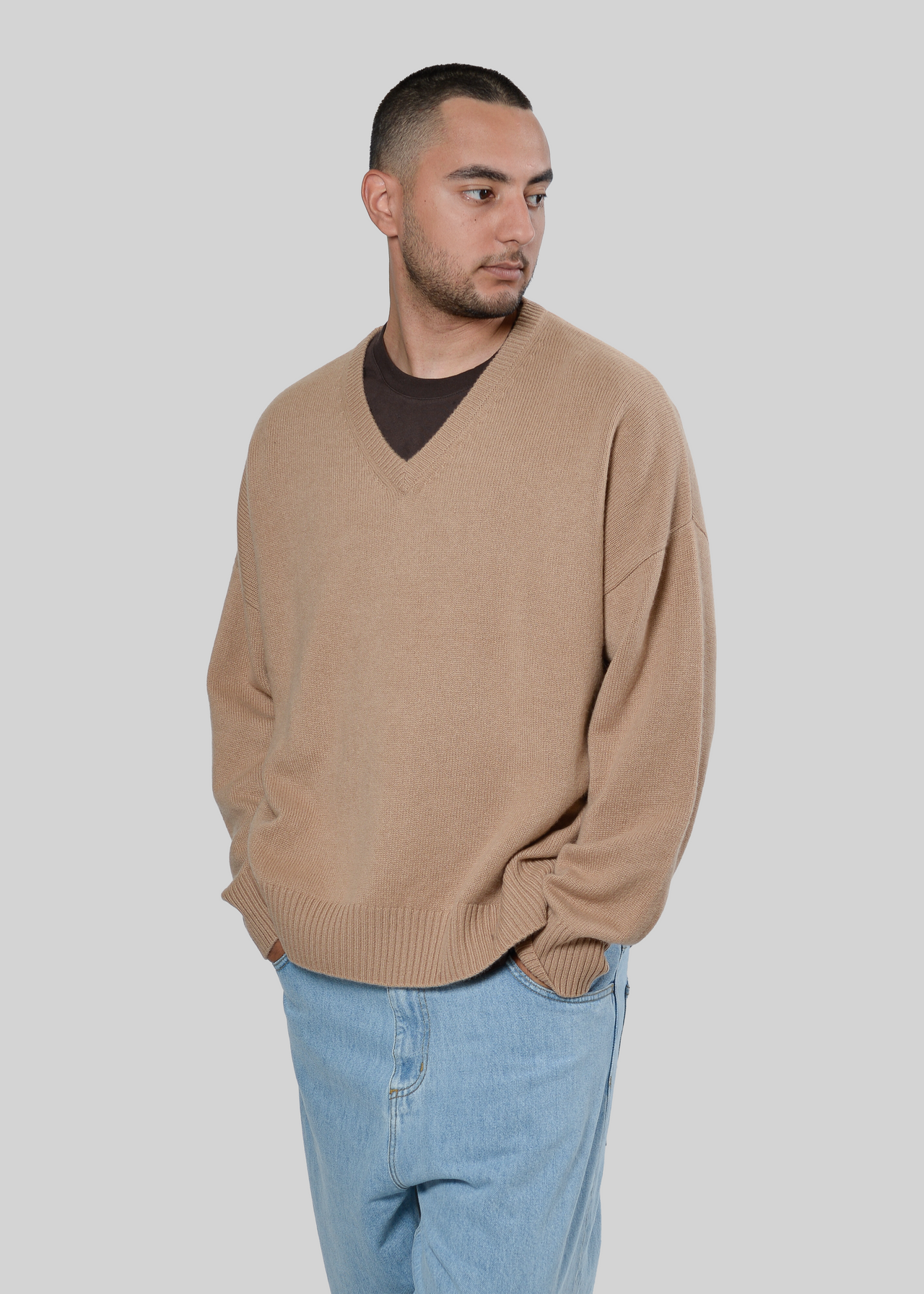 100% CASHMERE BOXY V-NECK