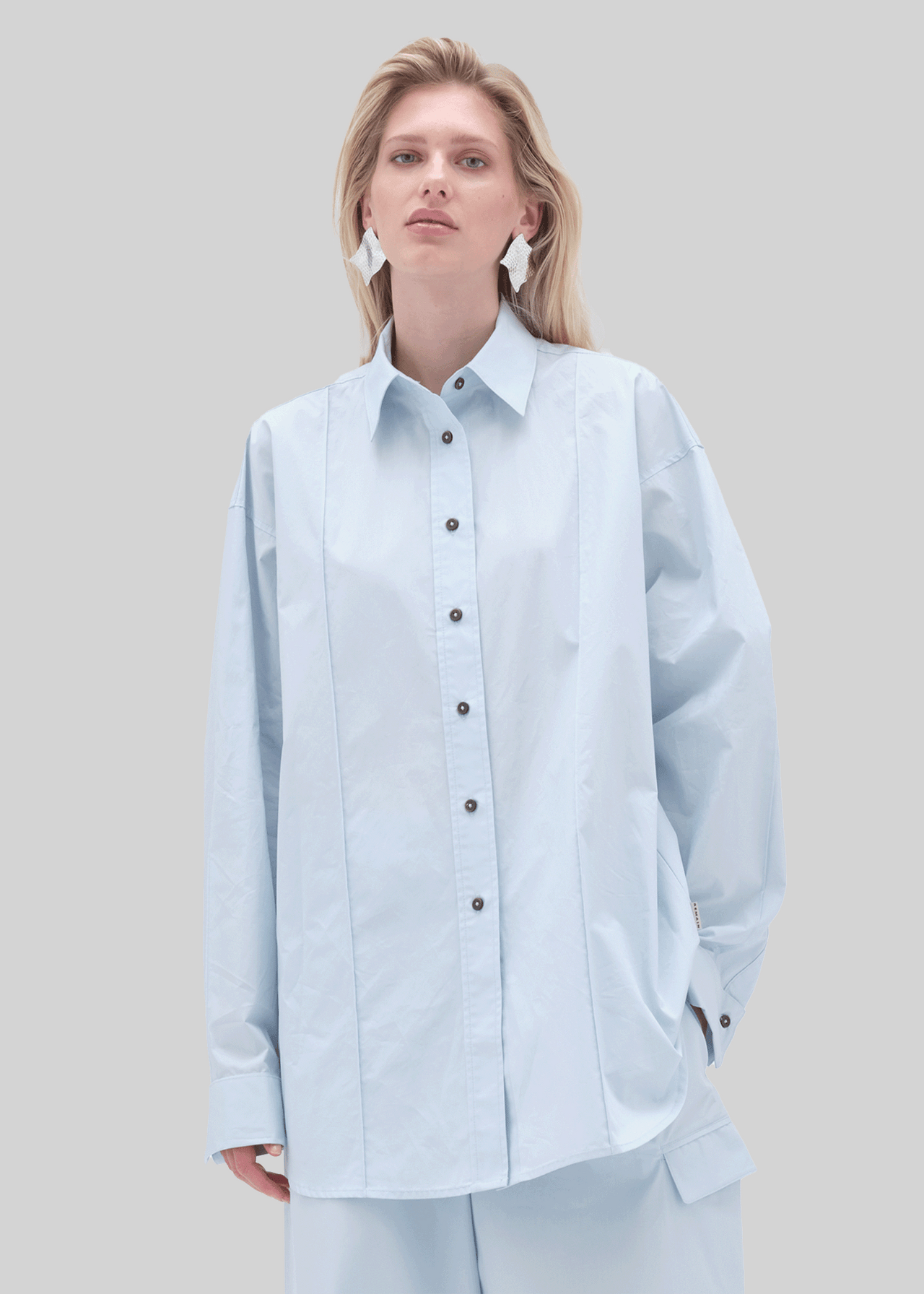 OVERSIZED PINTUCK SHIRT BLUE