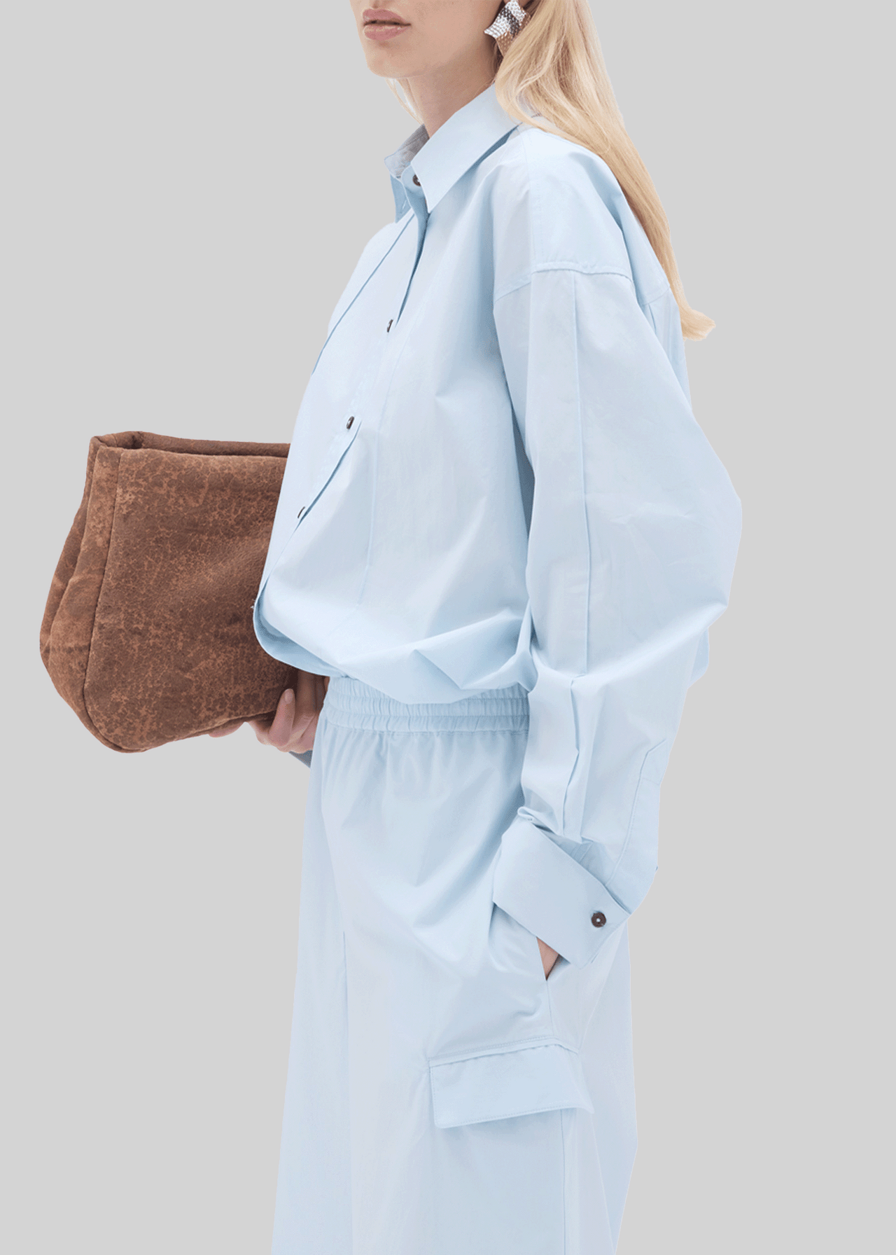 OVERSIZED PINTUCK SHIRT BLUE