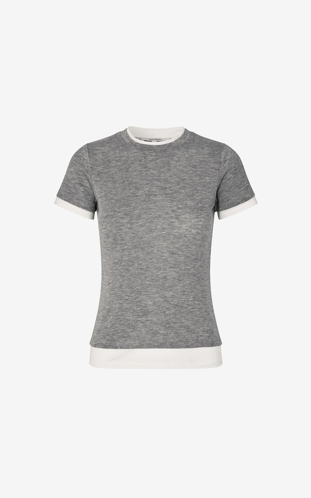 BIBI SS TEE GREY MELANGE/WHITE
