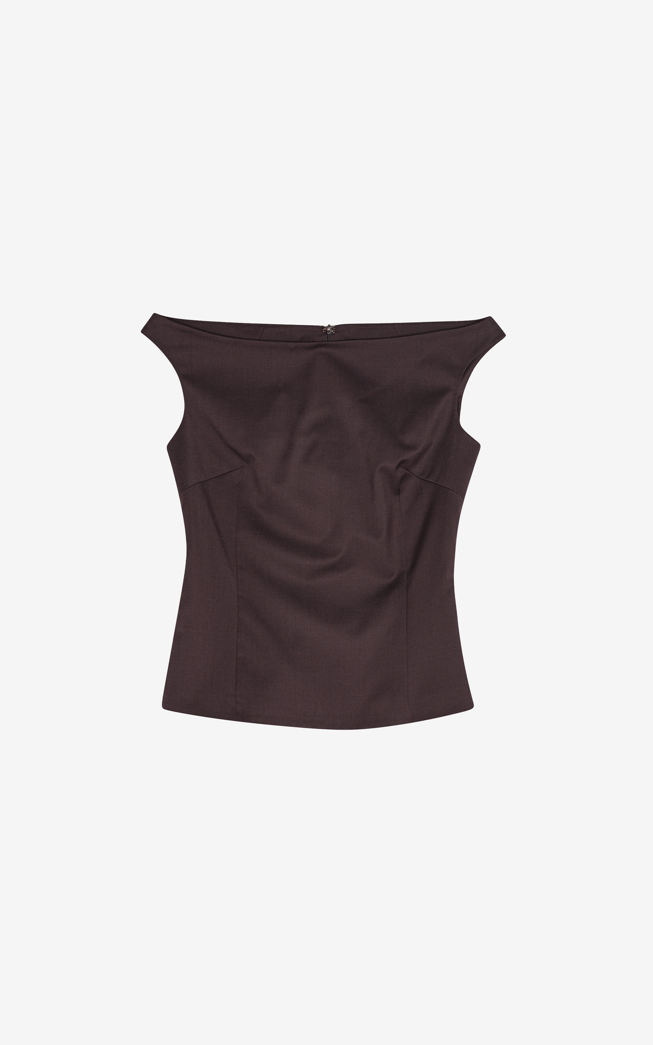 OFF SHOULDER SUITING TOP BROWN