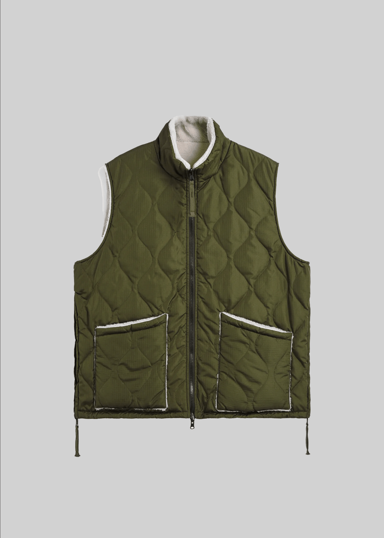 REVERSIBLE VEST OLIVE/CREAM