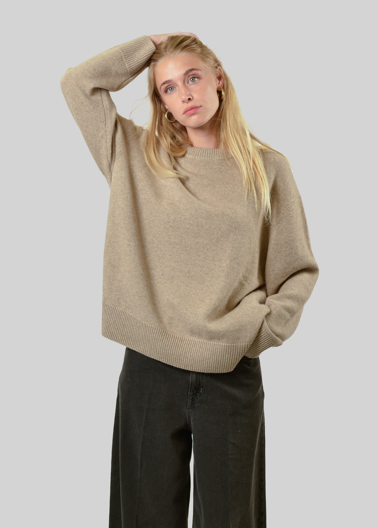 100% CASHMERE CHUNKY CREW-NECK