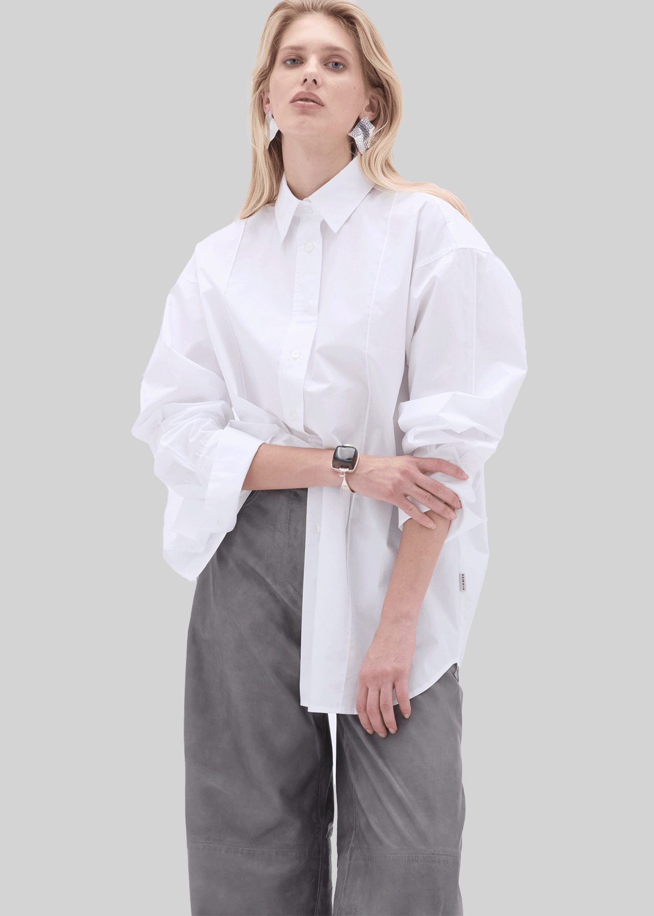 OVERSIZED PINTUCK SHIRT WHITE